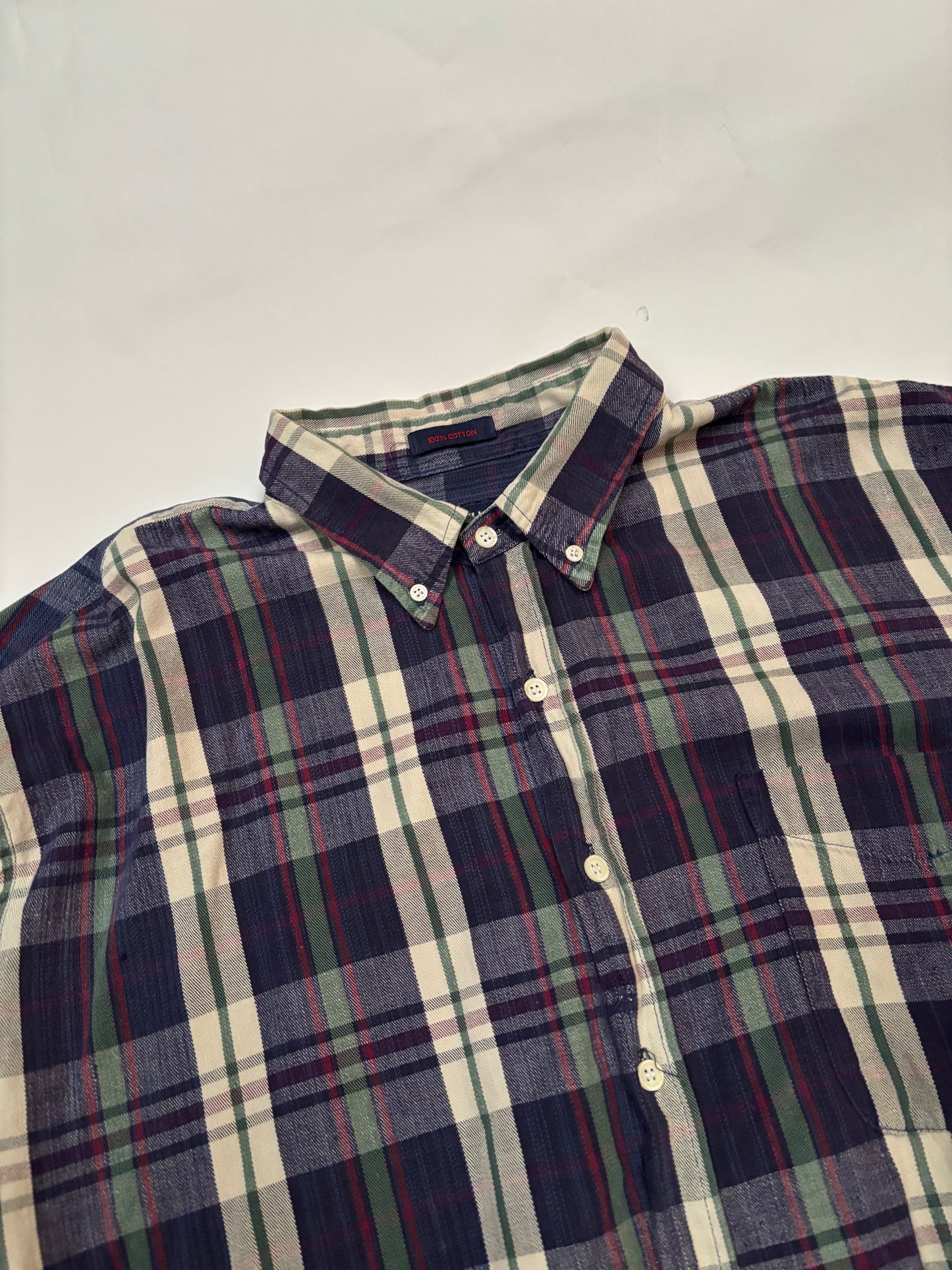 blauw/groen/bordeaux hemd (XL)