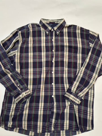 blauw/groen/bordeaux hemd (XL)