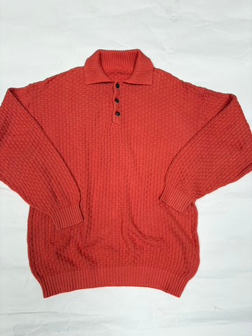 tangerine polo knit (L)