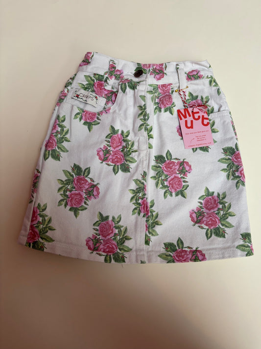jeansrok met bloemen (5/6 jaar)