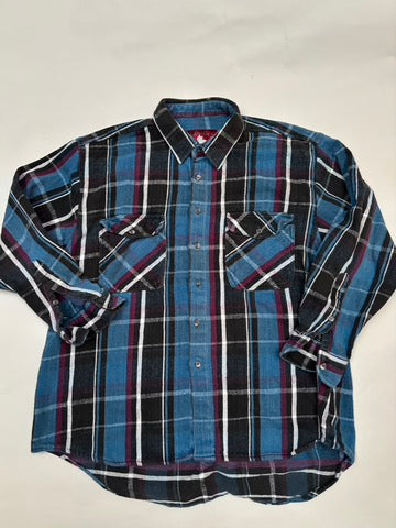 blauw/zwart/bordeaux hemd (L)