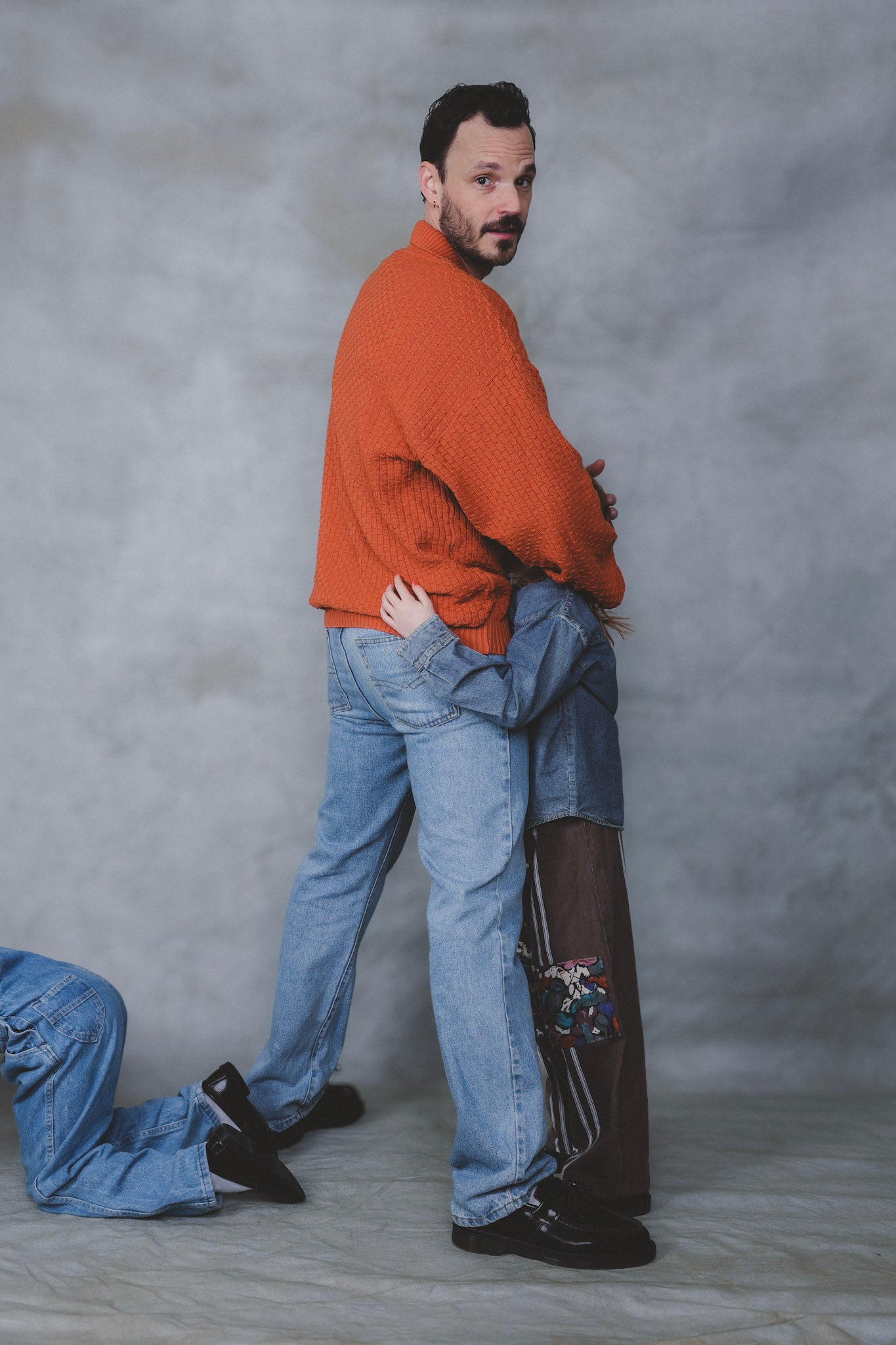 tangerine polo knit (L)