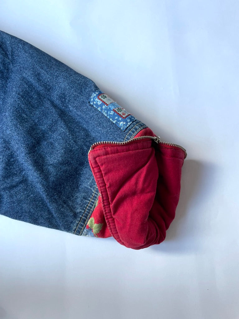 warme jeansjas met patchwork (10/12 jaar)