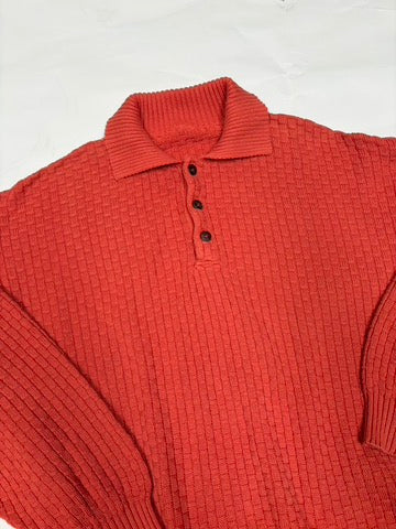 tangerine polo knit (L)