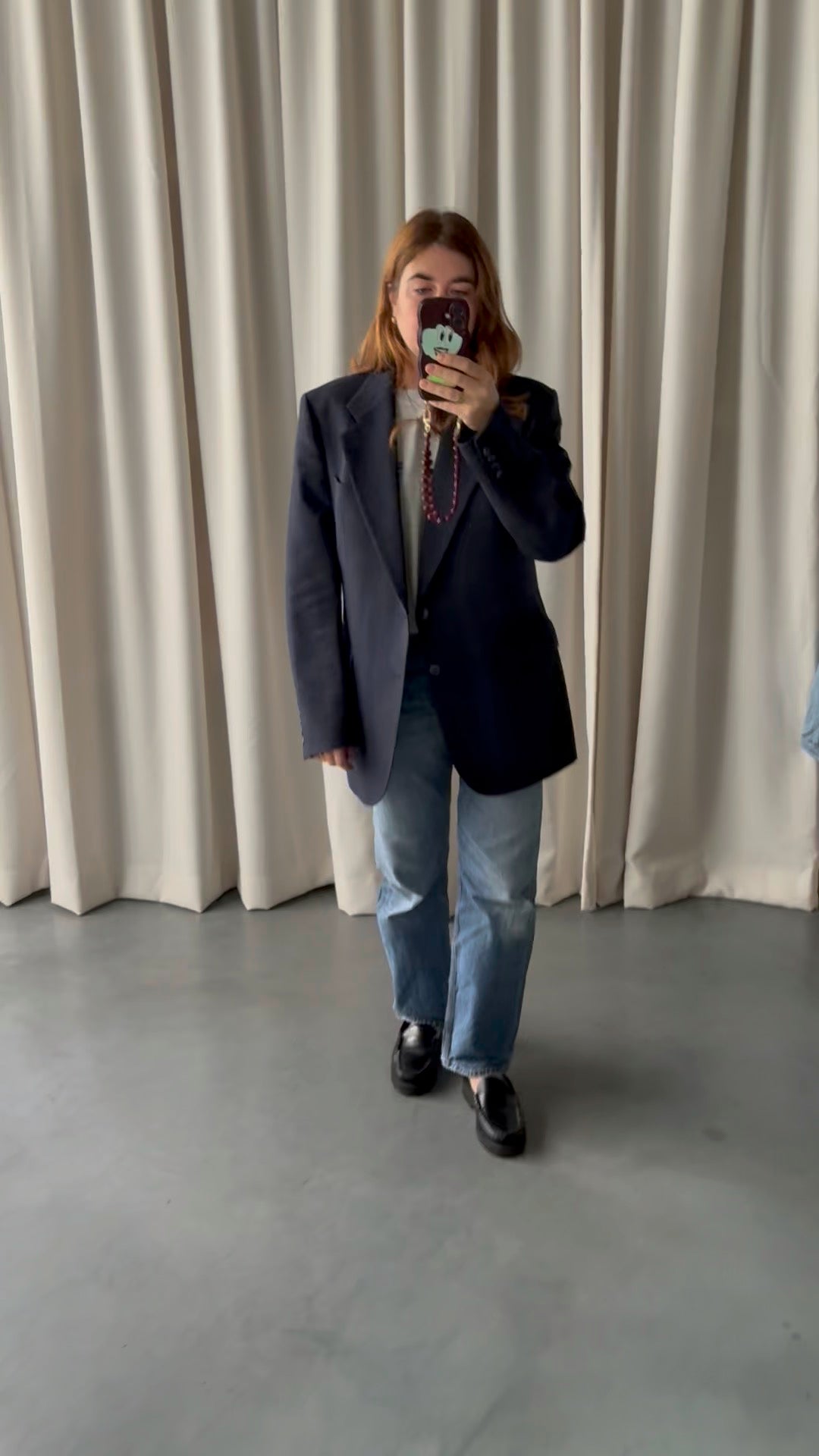 wollen blauwe blazer (M)