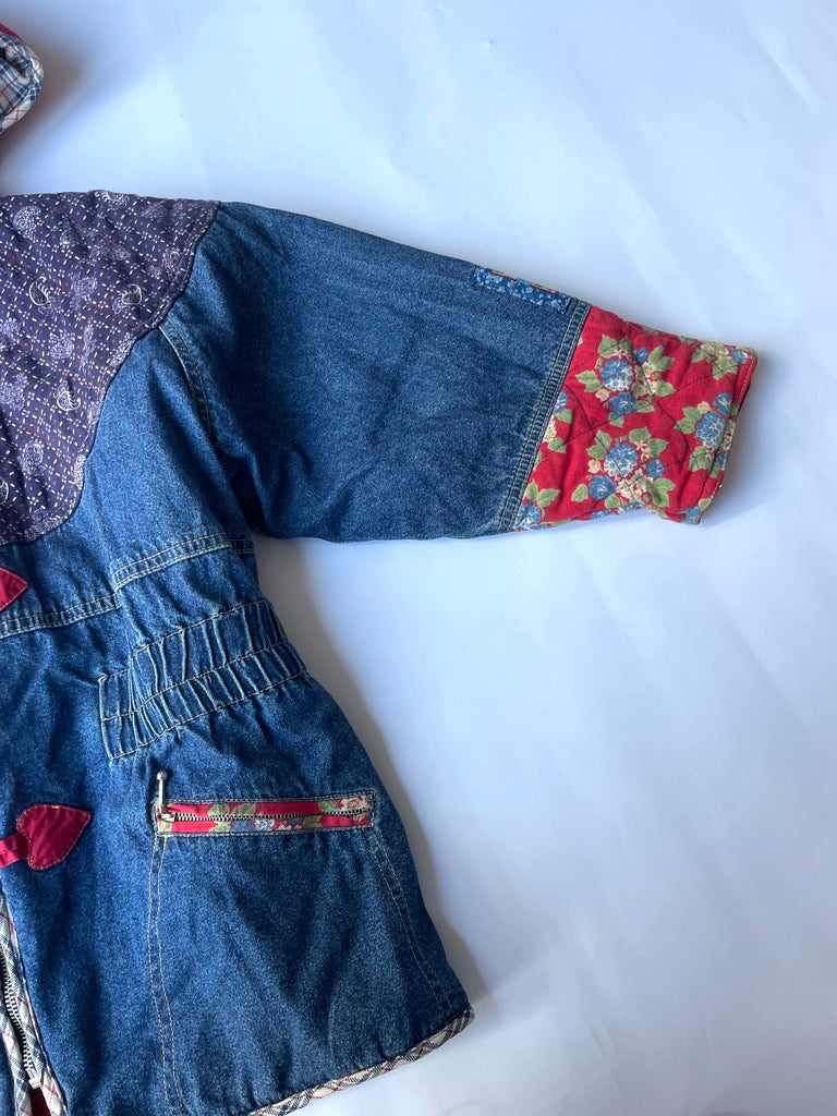 warme jeansjas met patchwork (10/12 jaar)