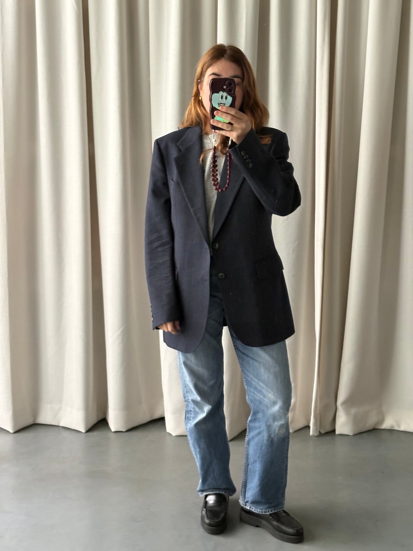 wollen blauwe blazer (M)