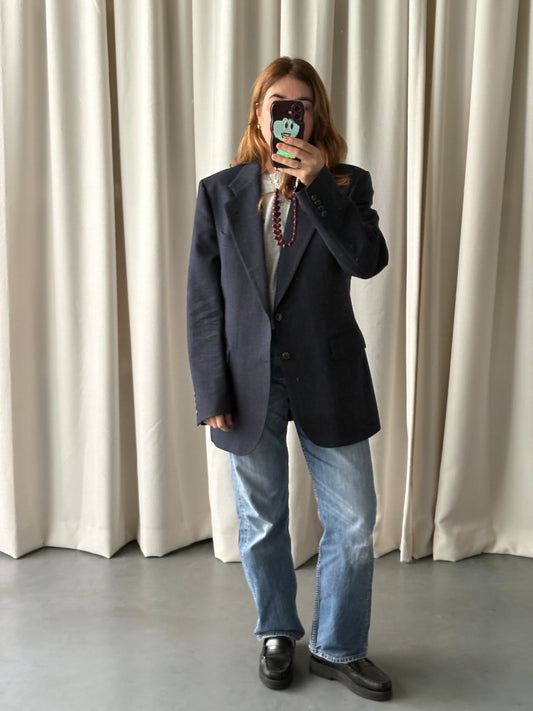 wollen blauwe blazer (M)
