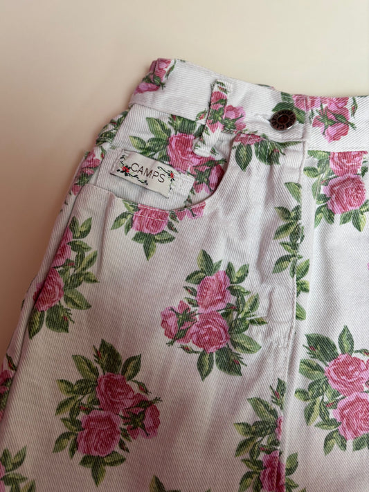 jeansrok met bloemen (5/6 jaar)
