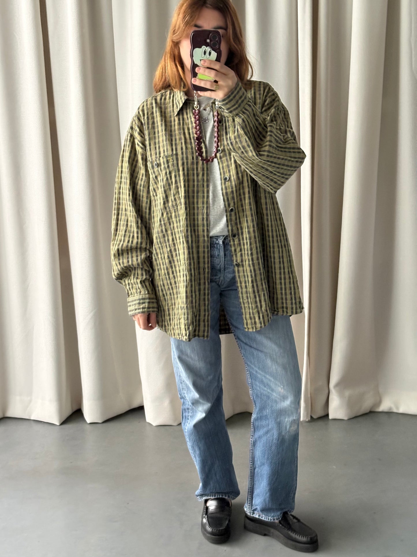 geel hemd met ruitjes (M-XL)