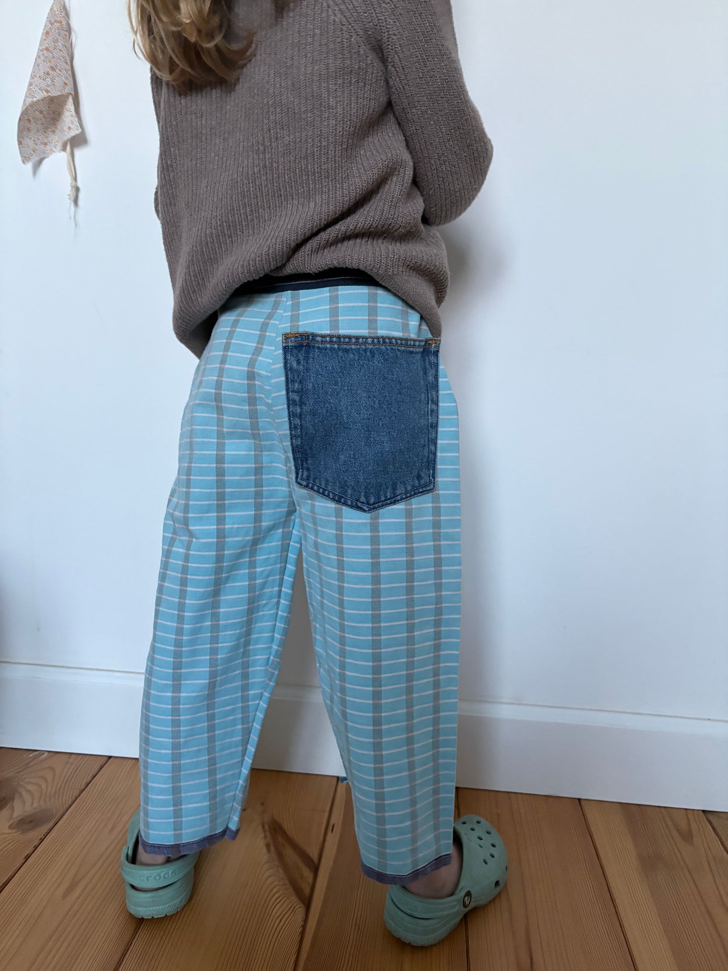 Broek ruitjes met jeanszak (4/5 jaar)