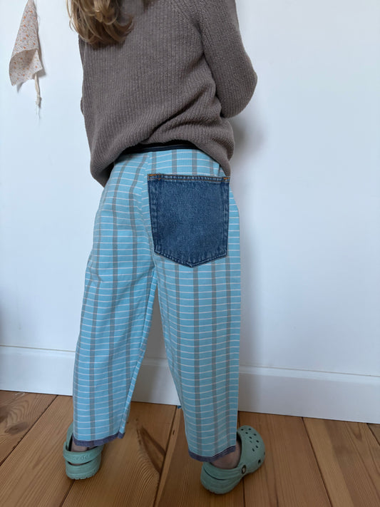 Broek ruitjes met jeanszak (4/5 jaar)